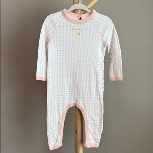 ⭐️⭐️ PICK 5 / $20 Burt's Bees Baby Cozy Pink and White Baby Girl Sleeper 6-9M